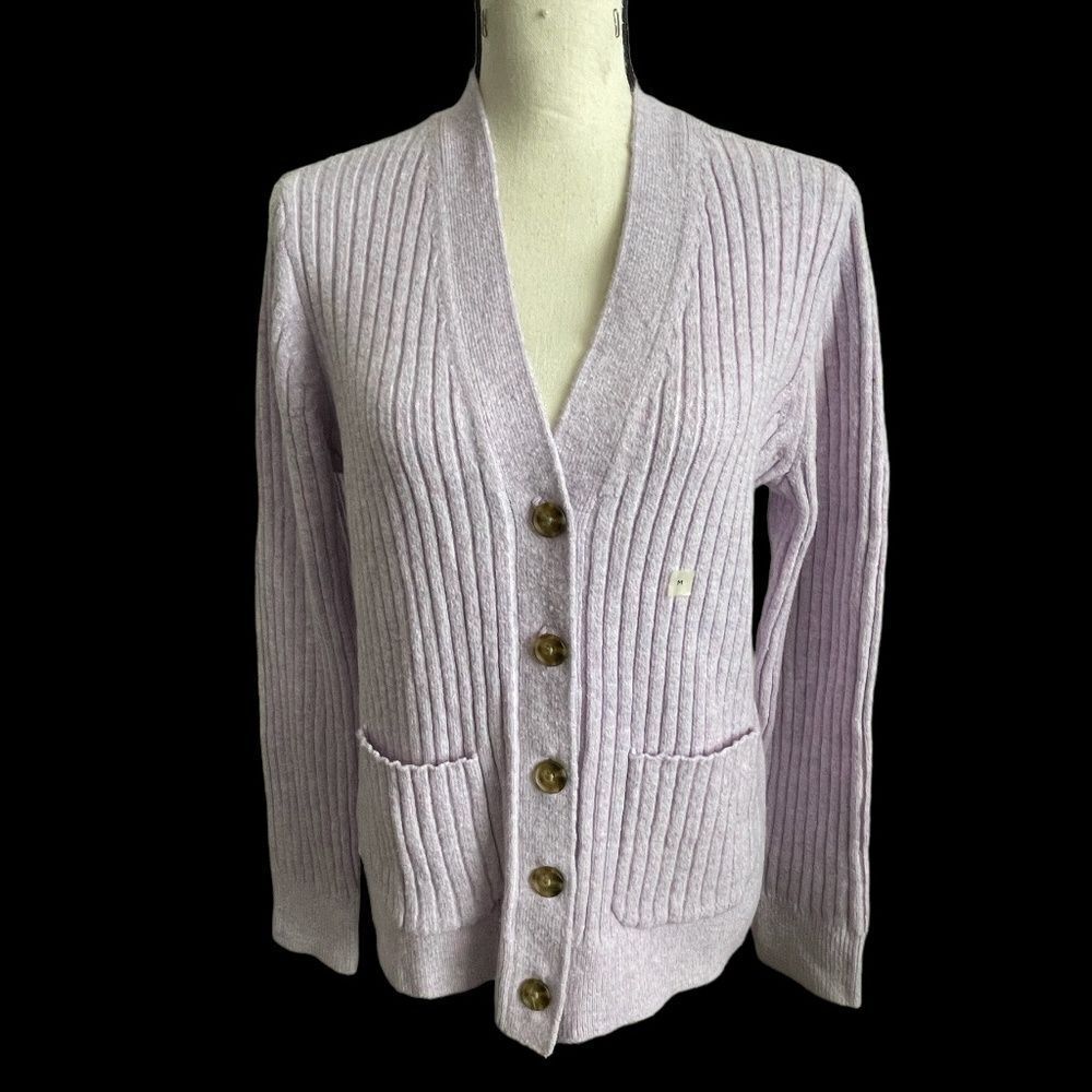 LOFT Cardigan Front Pockets V-neck Lavender Medium
